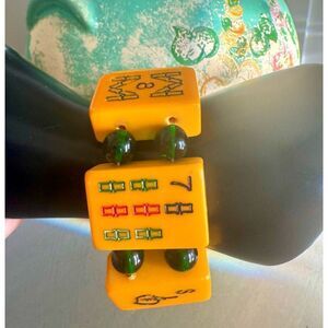 Vintage Mahjong Bakelite Stretch bracelet, 7 tiles, Unmarked